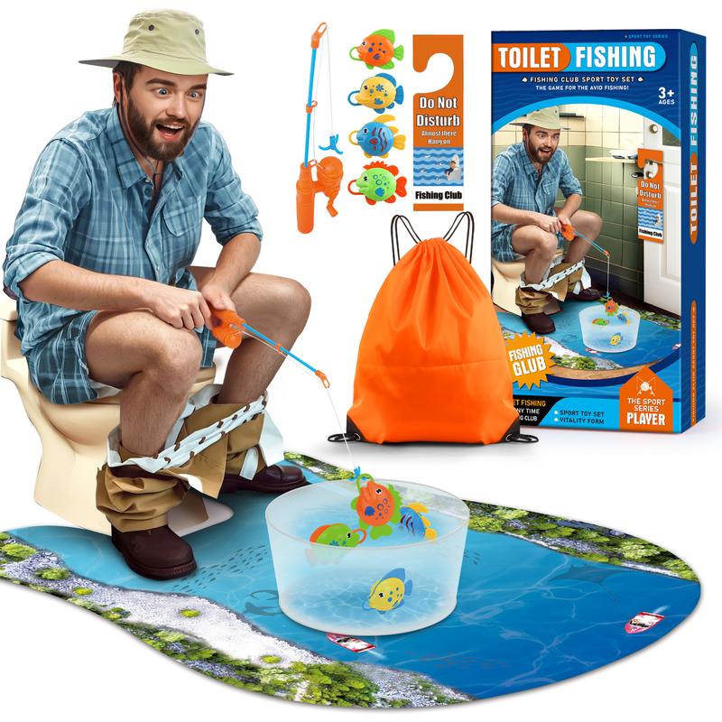 Kaelinda Toilet Fishing Funny Gifts for Men - White Elephant Gifts Potty Fisher to Kill Time, Bathroom Fishing Novelty Gag Gifts for Men Dad Husband Adults, Prank Joke Dad Gifts