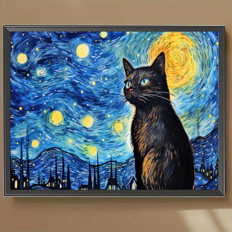 Cat Pattern DIY Diamond Arts Colorful Painting without Frame, 5D DIY Decorative Art Picture Kit, Wall Art Decor for Home Living Room Bedroom