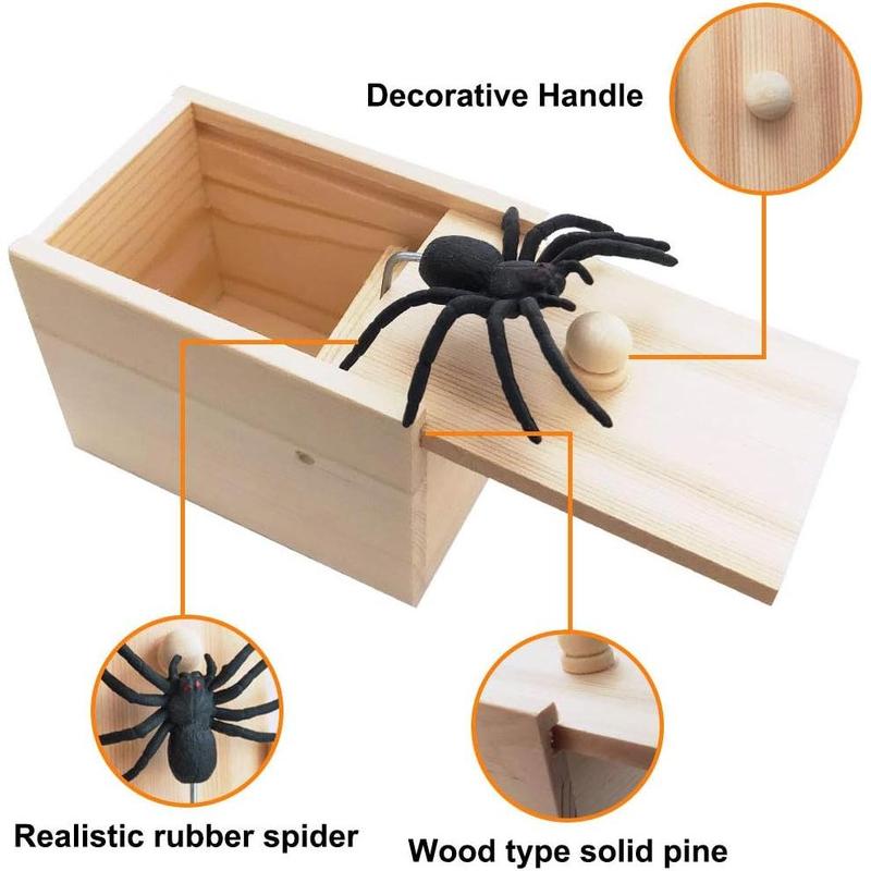 Original Spider Scare Prank Box, Hilarious Wooden Scare Box,Handmade Fun Joke Scarebox Toy,Practical Gift Toy Spider Box Prankoy Prank for Adults