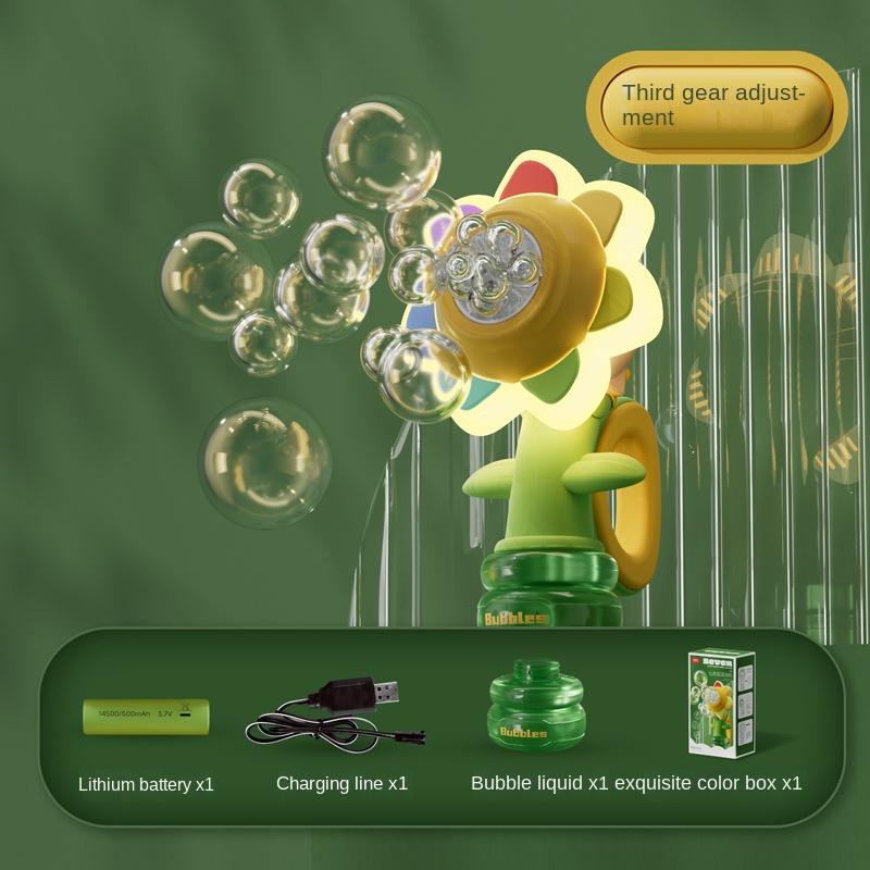 Seven-color Flower Bubble Machine,Handheld Design,Night Light ,Large Bubble Output,Sunflower,bubble twirler,wubble bubble balls,dinosaur bubblemachine,touchable  bubbles,fun bathtoy,zer hunt,bubblemachine toys,bubble twirler,bubbly blaster,burble machine