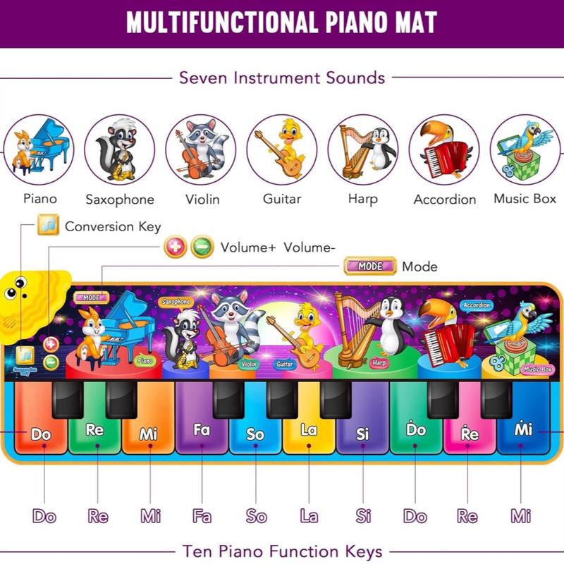 Musical Piano Mats with 25 Music Sounds - Touch Playmat for Early Education