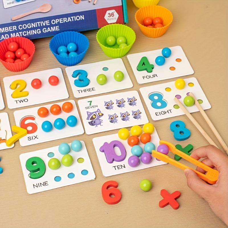 Number Cognitive Operation Bead Matching Game, 1 Set Christmas Colorful Bead Matching Puzzle, Preschool Maths Toy, Learning Toy, Fall Gift, Thanksgiving Christmas Gift Set