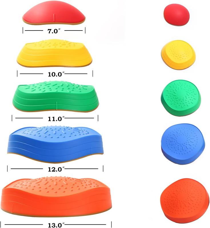 makarci Stepping Stones for Kids, 5pcs Non-Slip Plastic Balance River Stones for Promoting Children's Coordination Skills Sensory Play Equipment Toys Toddler Ages 3 4 5 6 7 8 Years