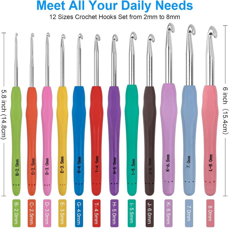 Crochet Hooks 12 Sizes Crochet Hook Set, 51 Pack Yarn Crochet Kit for Beginners, Knitting Needles with  Handles for Arthritic Hands, Crochet Needle Kit with Blue Case for Crocheters