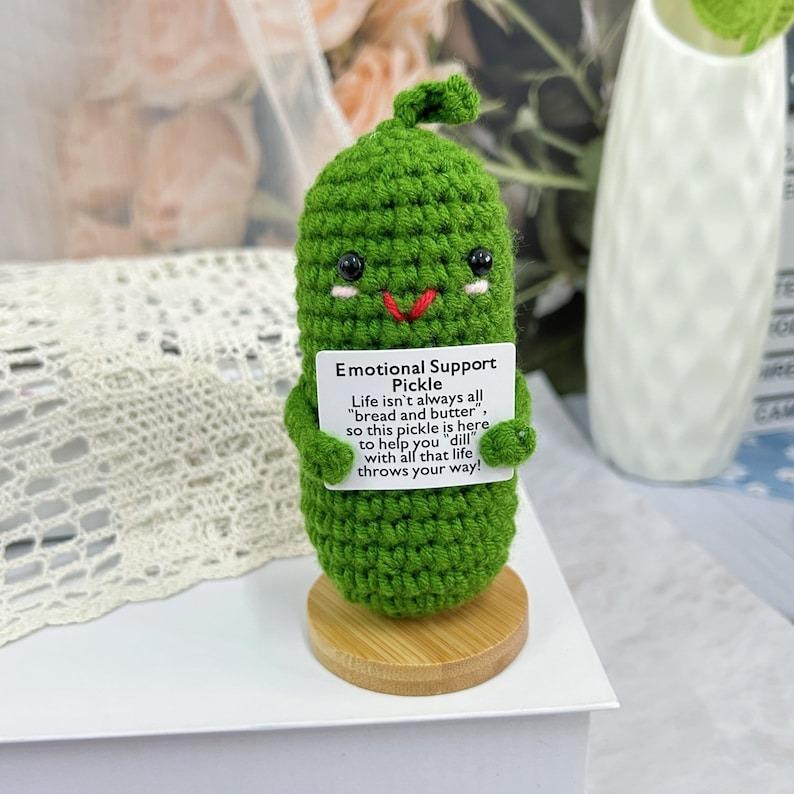 2PCS Gift Set Handmade Crochet Pickle with Warmming Sunflower-Emotional Support Pickle-Emotional Support Plant-Caring Gift-Mother's Day Gift