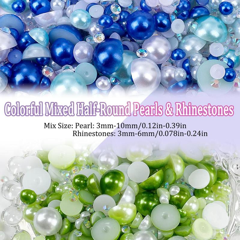 Mixed Color Faux Pearl & Rhinestone, 1200pcs box DIY Materials For Nail Art, Face Body Art Crafts, Jewelry Decoration