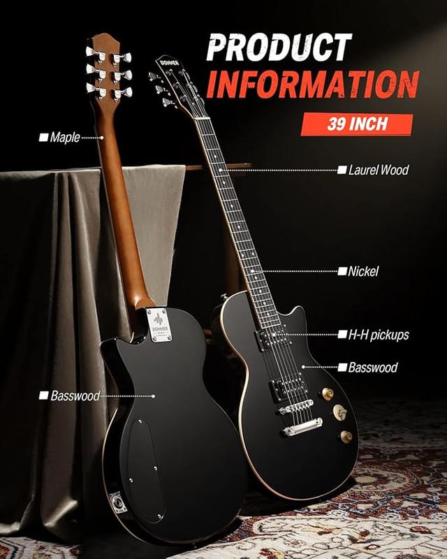 Donner 39 Inch LP Electric Guitar Solid Body Beginner Kit Sunburst Full Size, with Bag, Strap, Cable, for Beginner,DLP-124S