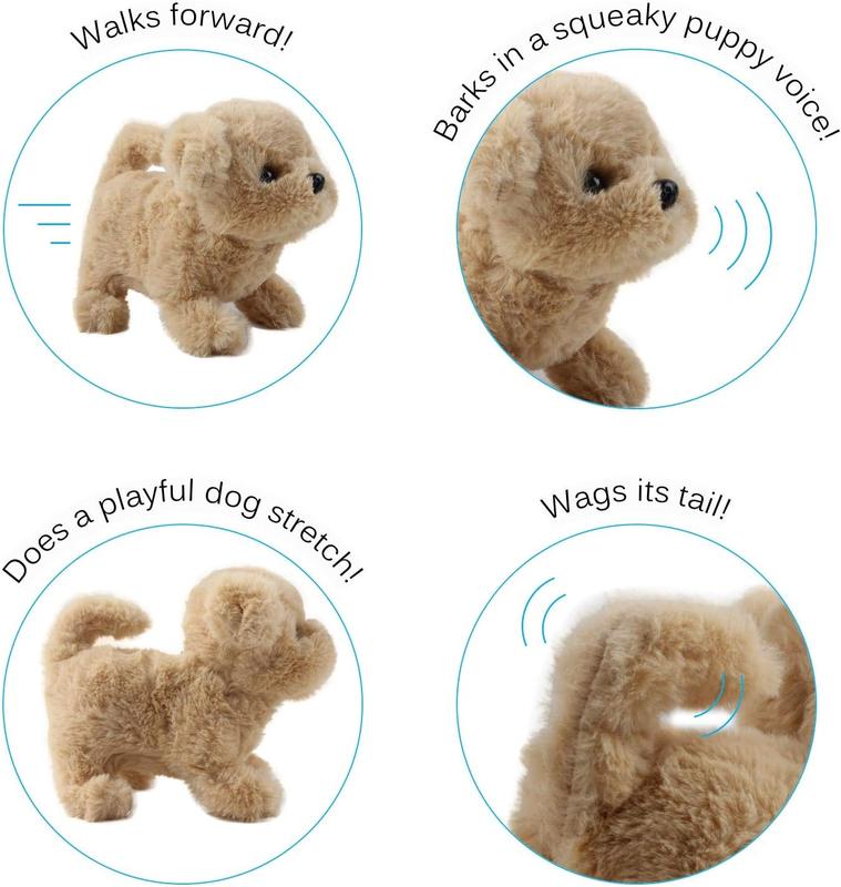 Walking Dog Bichon Interactive Electronic Pet Plush Toy Puppy and Moving Animated Nodding Head Gifts for Toddlers Birthday