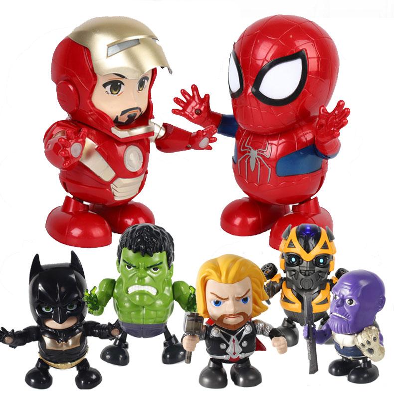 Dance Hero toy for kids, Dancing Robot with light and music, Iron Man, Spider Man, Batman, Hulk, Avengers. DC Figures.HEYBABE