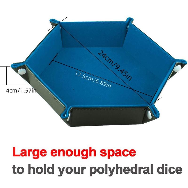 Double Sided Hexagonal Dice Tray (without Dice), Foldable Storage Box, Tabletop Dice Tray, Home Organizer for Home Office