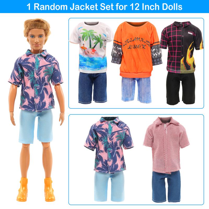 BARWA Lot 12 Items Boy Doll Clothes for 12 Inch Male Doll Fashion Casual Wear Clothes Outfits 5 Sets Boy Dolls Clothes with 3 Pairs of Shoes for 12 Inch Boy Dolls Formal Black-tie Suit and Blue-tie