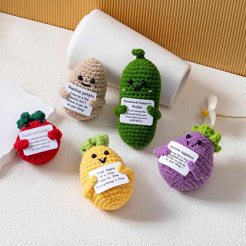 Decorative Flowers, Plants & Fruit Funny Positive Pickle Home Decorations Crochet Gifts Encouragement Birthday Gifts, Christmas Stocking Stuffers，Fruits and vegetables