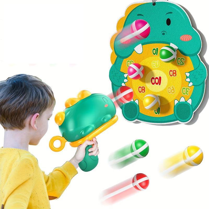 Dinosaur Dart Board Toys Set, 1 Set Dart Board Including 1 Count Board & 12pcs Random Color Sticky Balls & 1 Count Dinosaur Design Launcher, Indoor & Outdoor Party Play Game Toy