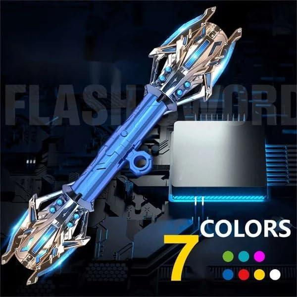 Double-Head Rotatable Flash Lightsaber Telescopic Sword, Lightsaber for Kids, RGB 7 Color Rechargeable Light Up Saber with Mode Sound, Gift for 8 9 10 11 12 Year Old Girls Boys