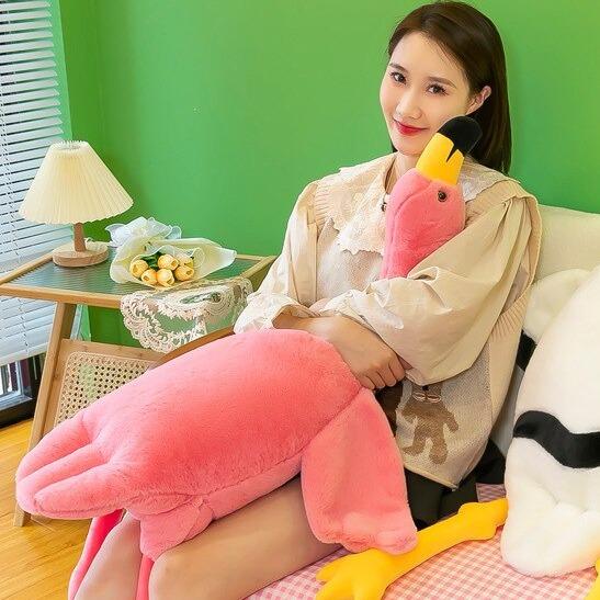 Flamingo Stuffed Animal 4.3 ft, Large Pink Flamingo Plush Toy Cute Plushies, Kawaii Plush Pillow Funny, Softest Birthday Valentine Christmas Toy Gift