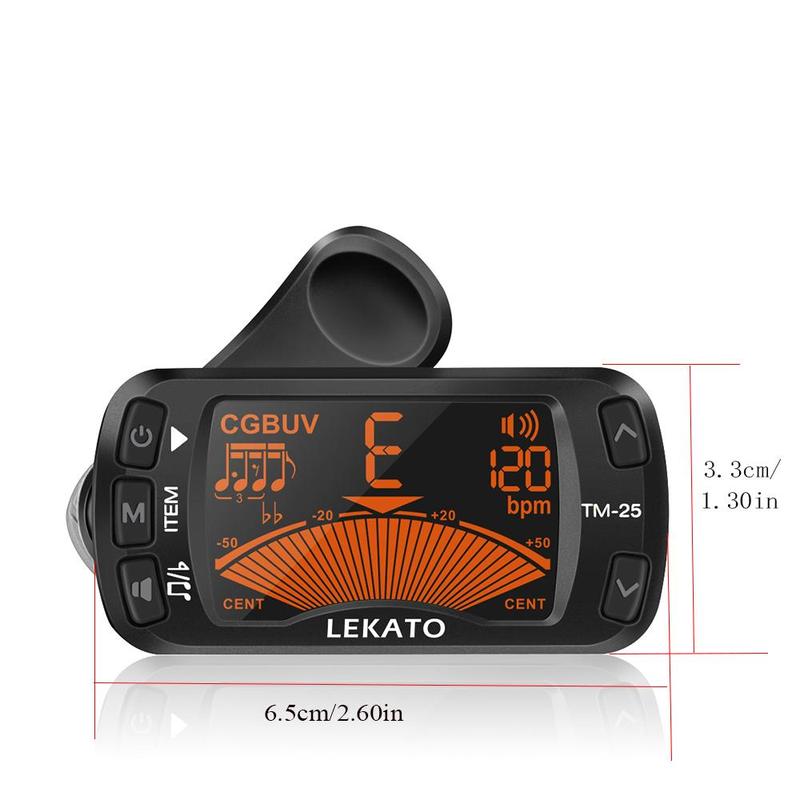 LEKATO Guitar Tuner Clip On Metronome Tuner Tone Generator, 3 in 1 Multifunction Portable for All Instruments Bass Chromatic Instruments Violin and Ukulele