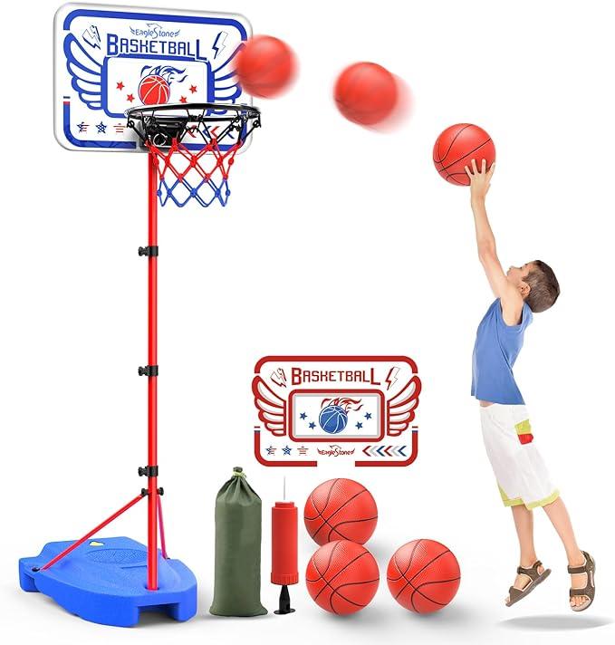 EagleStone Basketball Hoop, Adjustable Basketball Hoop Toy for Indoor Outdoor Mini Portable Basketball Goals, Sport Game Gifts