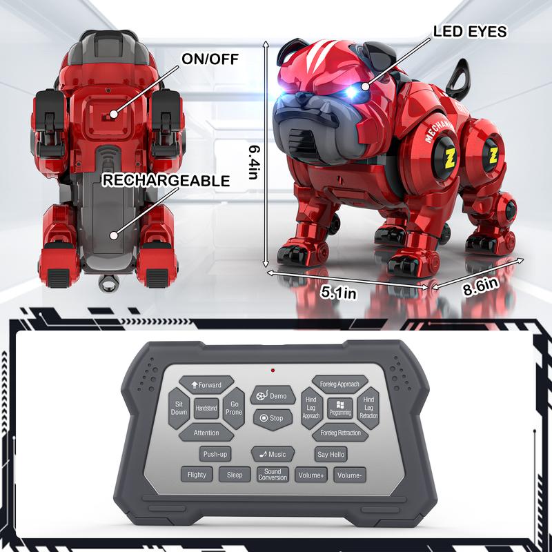 Robot Dog for Kids, Remote Control Robot Rechargeable Programing Stunt Robo Dog with Sing, Dance, Touch Function, Robotic Dog Toy for Boys Ages 5 6 7 8 9 10+ Birthday Gifts robotdogtoy robottoys control car rccar  life Rechargeable