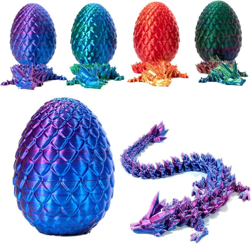 Articulated Adult Crystal Dragon eggs Matte Finish Crystal Dragon and Dragon Egg 4 Options , 3D PrintedFidget Toy (Dragon Only 12 Inches)