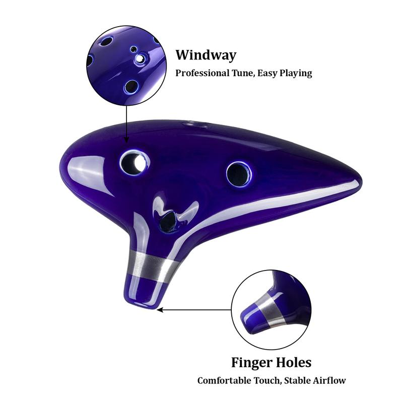 Ocarina of Time 12 Hole Alto C Ocarina Instrument with Getting Started Guide Display Stand and Color box