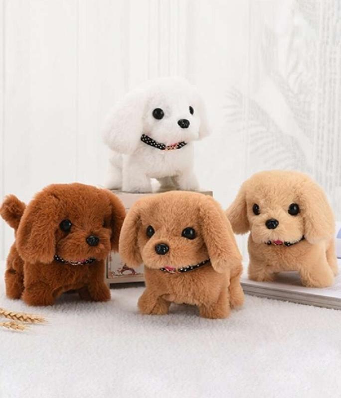 Walking Dog Bichon Interactive Electronic Pet Plush Toy Puppy and Moving Animated Nodding Head Gifts for Toddlers Birthday