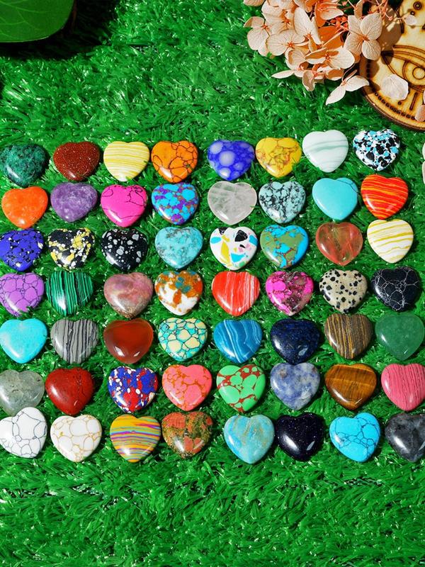 Random Heart Shaped Natural Stone, 10 20 30 Pieces Diy Jewelry Making Supplies for Necklace and Bracelet, Fashion Accessories for Women & Girls for Holiday Engagement Gift