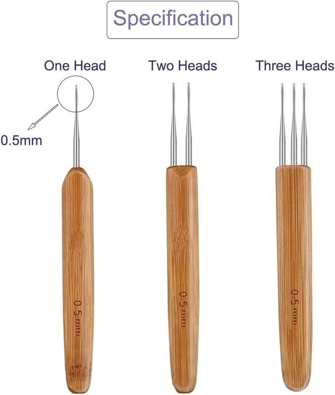 3 count Dreadlock Crochet Hook for , Dreadlock  Tool for Braid Craft 1 Hook, 2 Hooks, 3 Hooks 0.5mm