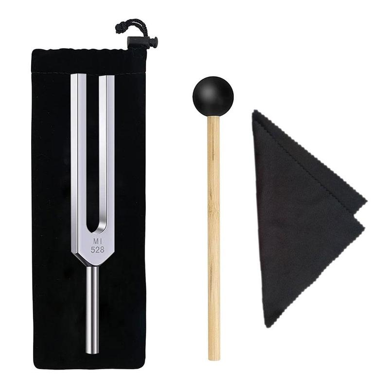 528Hz Tuning Fork, 1 Set Aluminum Alloy Tuning Fork with Velvet Bag & Hammer & Cleaning Cloth, Sound Healing Meditation Instrument, Christmas Gift