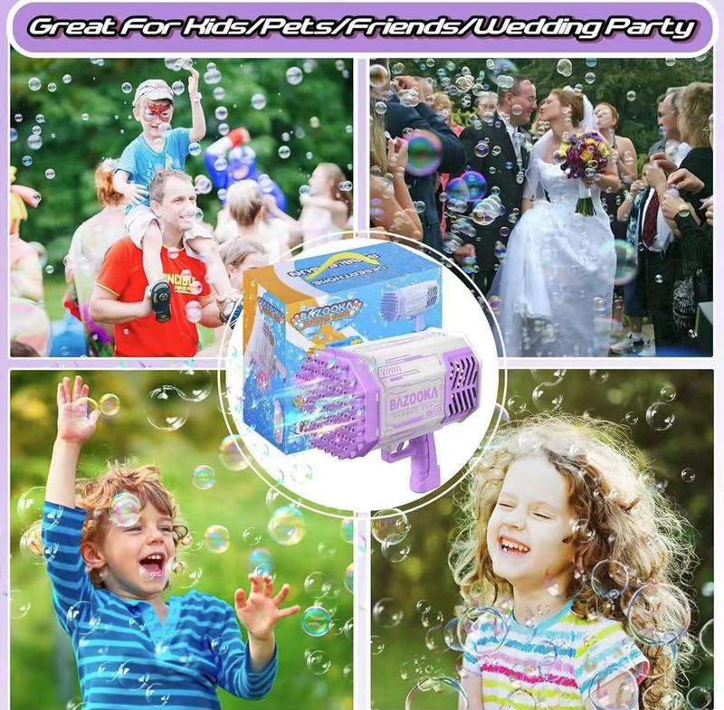 Bubble Gun Rocket 69 Holes Soap Blaster Machine, Bazooka Bubble Launcher Blower Toys for Kids Outdoor Indoor, Bubble Maker for Party Birthday Wedding