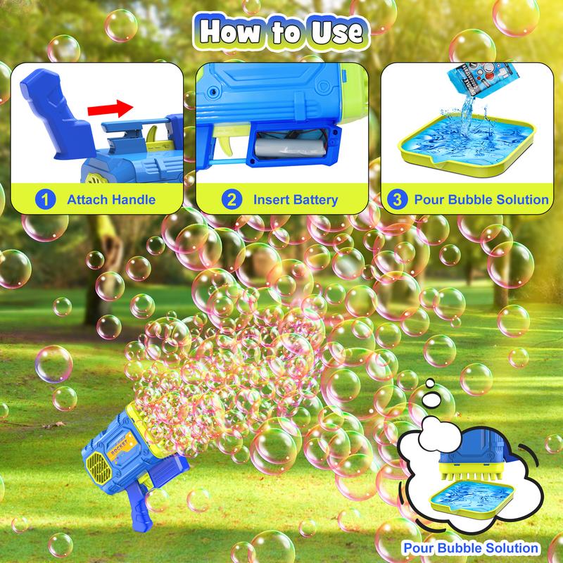 Christmas 2024 Gifts for Kids 86-Hole Bubble Blaster Bubble Machine Gun Automatic Toy Gifts for Kid: Bubble Guns with LED Lights - Outdoor Party & Wedding Toy - Birthday Gifts Multi-Hole Bubble Machine with Solution Automatic Bubble