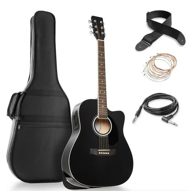 30-Inch Beginner Acoustic Guitar Starter Package, Black, Sunburst, Red, Natural, Brown, Blue - YOUTH MUSIC