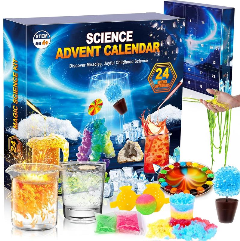 Advent Calendar Gift  2024 Boys Girls Kids, 24 Days Science Kits Christmas Countdown Calendar gift for Kids Age 4 and up