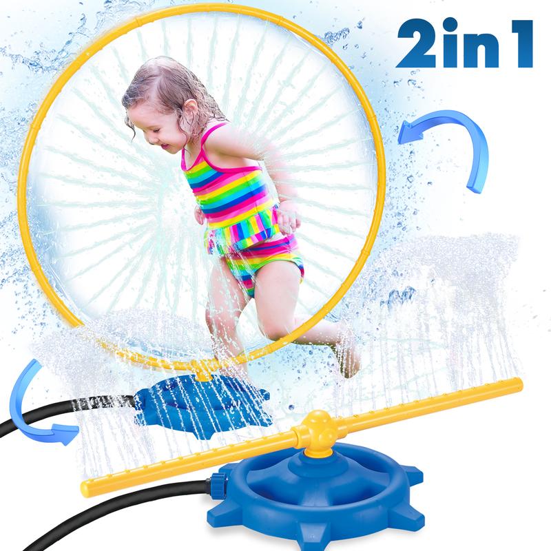 Water Sprinkler Toys for Kids 2 Ways to Play Water Toys Set Outdoor with 2 Types Nozzles