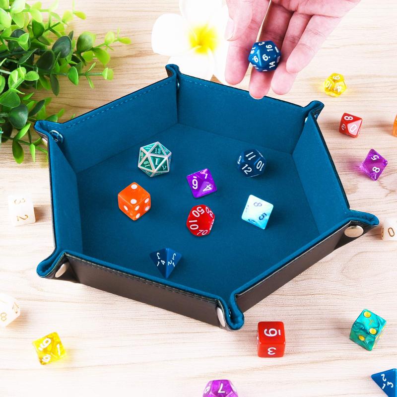 Double Sided Hexagonal Dice Tray (without Dice), Foldable Storage Box, Tabletop Dice Tray, Home Organizer for Home Office