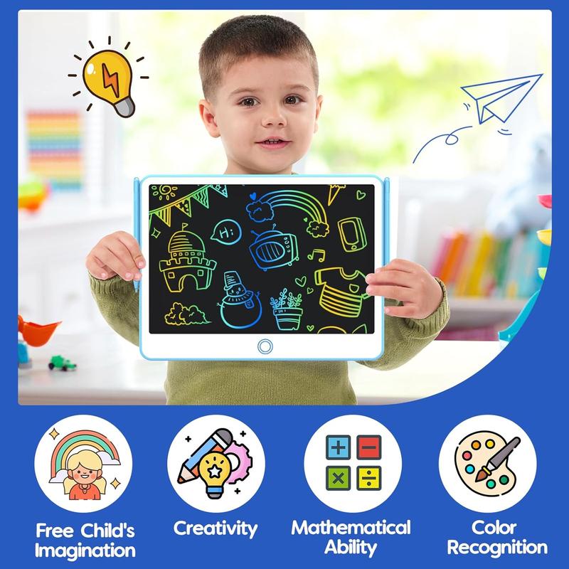 LCD Writing Tablet for Kids, 12 Inch Erasable Doodle Board Colorful Toddler Drawing Pad Mess Free Coloring Board Games Toys Gifts for Toddlers Boys Girls Adults