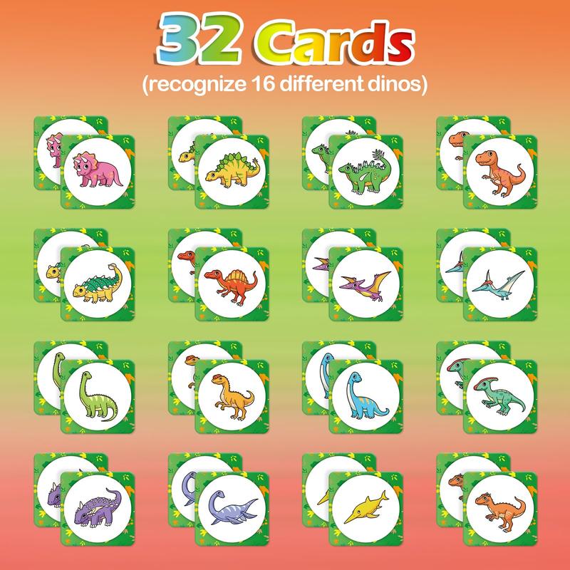 Aizweb Match Game,Memory Game,Dinosaur Toys 32 Pcs young learner Card Games for Boys Girls young learner,Flash Cards for   Learning Activities,Educational Toys Homechool Supplies