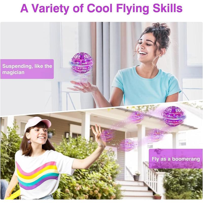 AwwPicks Flying Orb Ball, Flying Spinner with Endless Tricks, 2023 Upgraded Flying Ball Toy, Cool Toys Gifts for Boys Girls Teens Kids Indoor Outdoor Toys, Hand Controlled Boomerang Hover Ball, Halloween, Easter, Christmas Gifts (Purple)