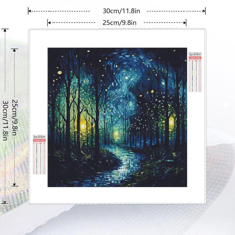 Firefly & Forest Pattern Diamond Arts Colorful Painting Kit, DIY 5D Diamond Arts Crafts Kit without Frame, Wall Art Ornaments for Home