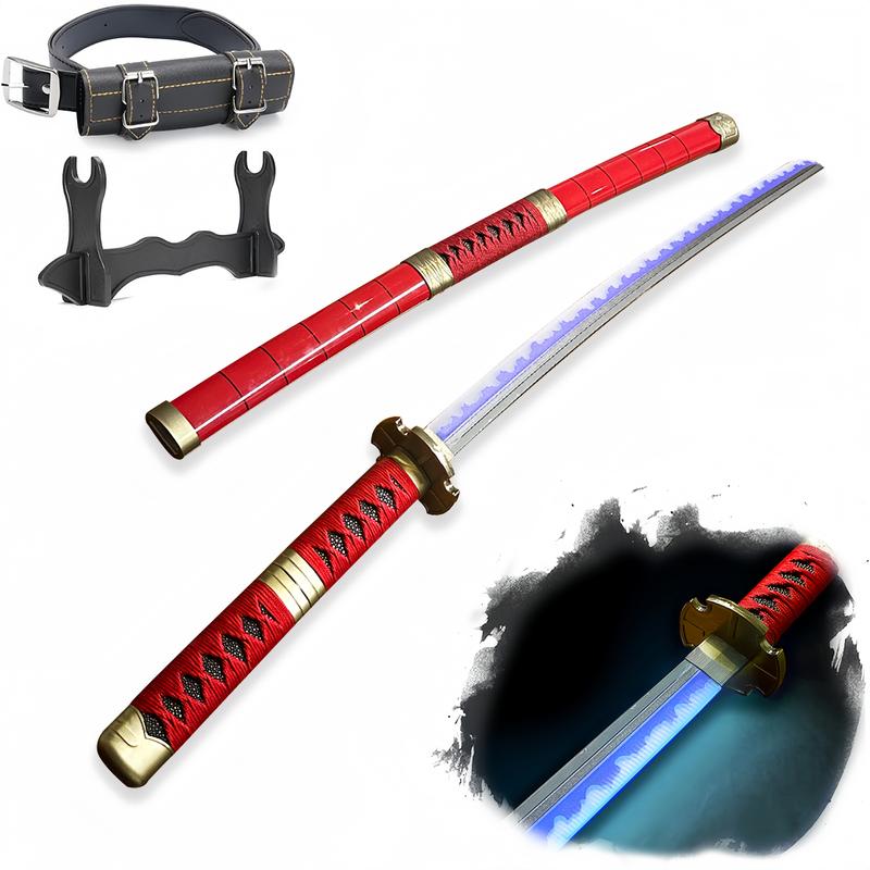 2.0 Upgraded Light Up One Piece Sandai Kitetsu Sword - 40 inches Plastic Anime cosplay prop with Belt & Stand