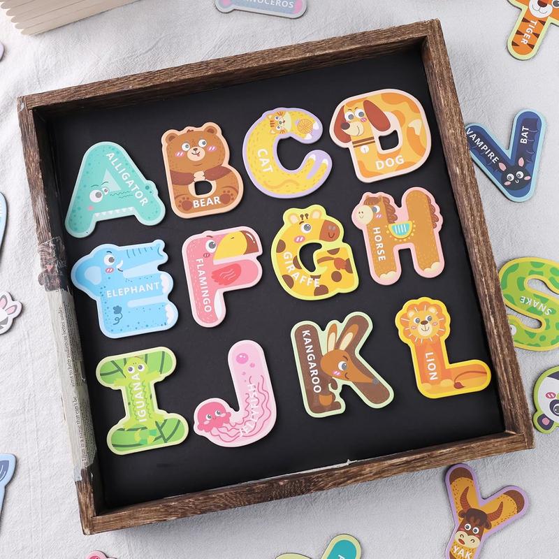 26PCS Large Magnetic Letters, Cute Animal Letters ABC Magnets Colorful Capital Toys, Used for Refrigerator Education Spelling Learning Games