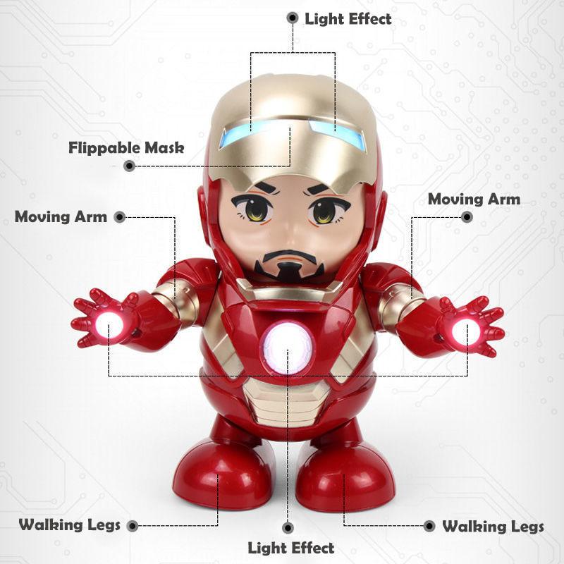 Dance Hero toy for kids, Dancing Robot with light and music, Iron Man, Spider Man, Batman, Hulk, Avengers. DC Figures.HEYBABE