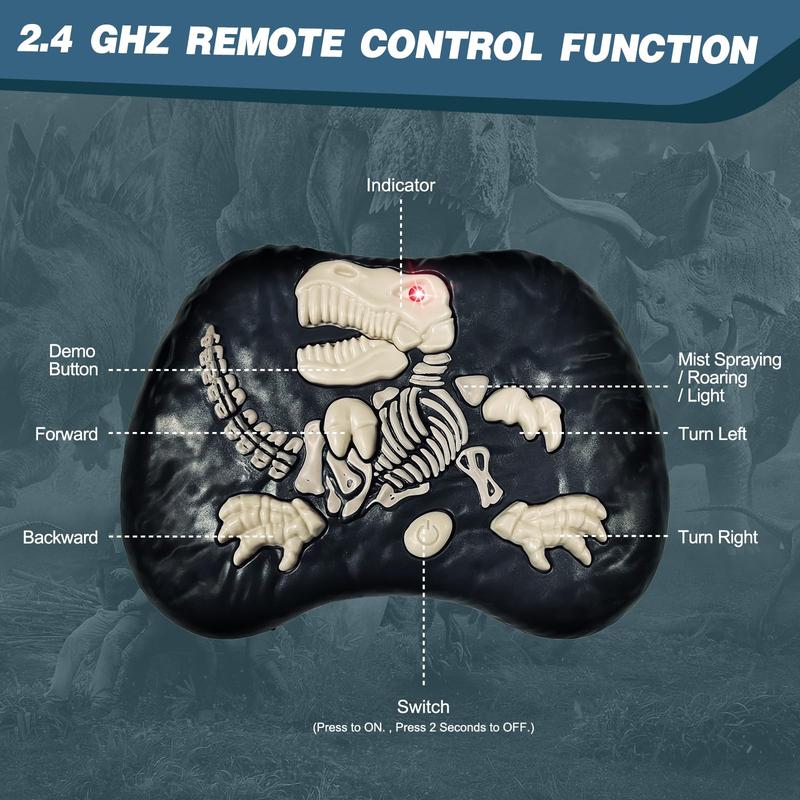 Sunrad Remote Control Dinosaur Toys for Kids 3-5 4-7 8-12 Year Old, Electronic RC Robot Dinosaur with Spray & Light & Roar, Realistic Walking T-Rex Toys Birthday Gifts for Boys Girls