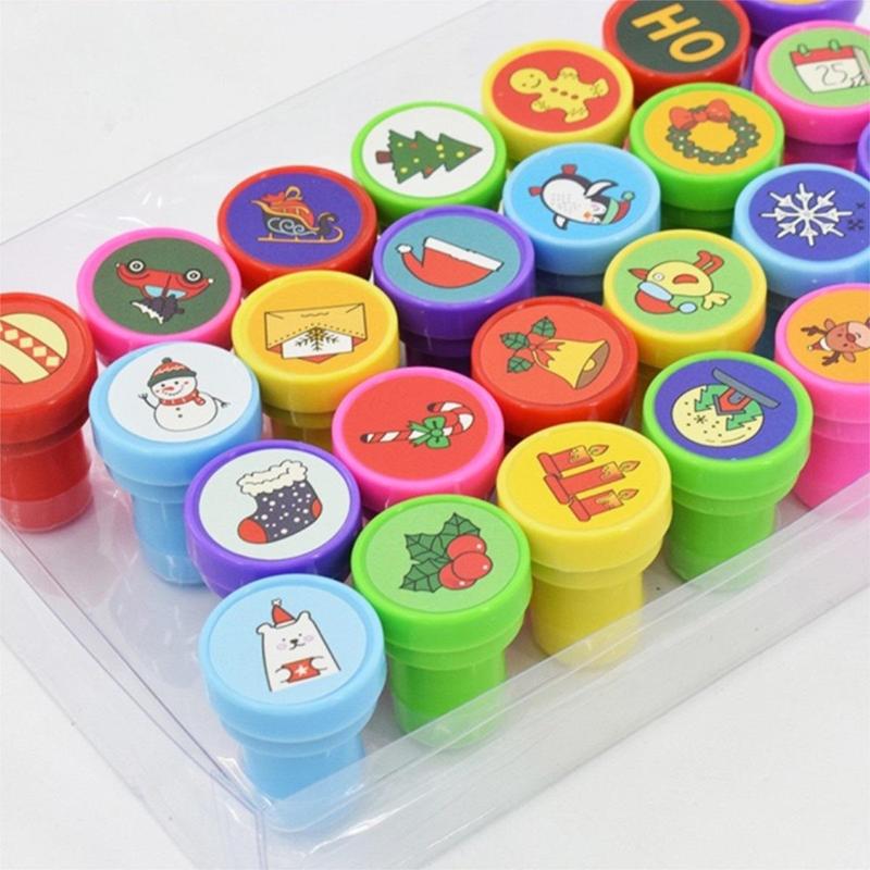 Christmas Themed Stamp, 12 26pcs Washable Stamp Set, Holiday Decorative Stamp for Greeting Card Scrapbook Journal Making