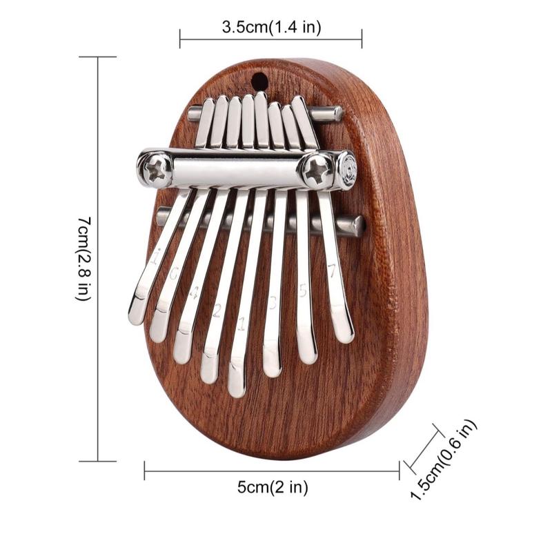 Mini Thumb Piano, Solid Wood 8 Key Finger Piano, Portable Music Thumb Piano with Lanyard, Birthday Gift for Beginners