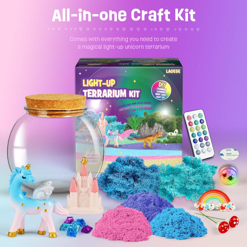 Unicorn Gifts for Girls - Unicorn Terrarium Kit for Kids - Birthday Gift for Girls Ages 4 5 6 7 8-12 Year Old - DIY Unicorn Toys for Girls - Arts and Crafts Kit for Kids - Best Girls Presents Stuff