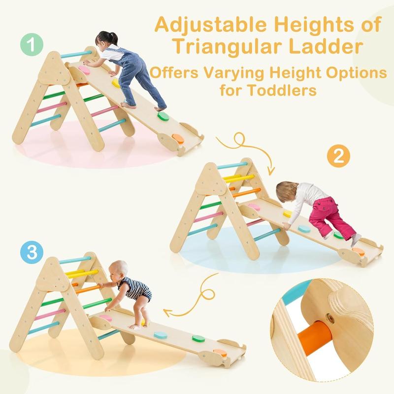 [AffiliateLive] COSTZON Wooden Kids Climbing Toy with Montessori Wooden Arch Climber Ladder, Multi-Combination Methods, Kids Triangle Climber Play Gym Set for Boys Girls Present