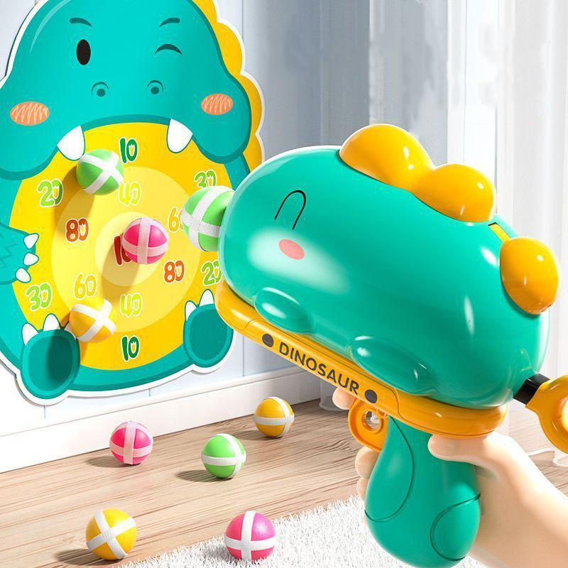 Dinosaur Dart Board Toys Set, 1 Set Dart Board Including 1 Count Board & 12pcs Random Color Sticky Balls & 1 Count Dinosaur Design Launcher, Indoor & Outdoor Party Play Game Toy