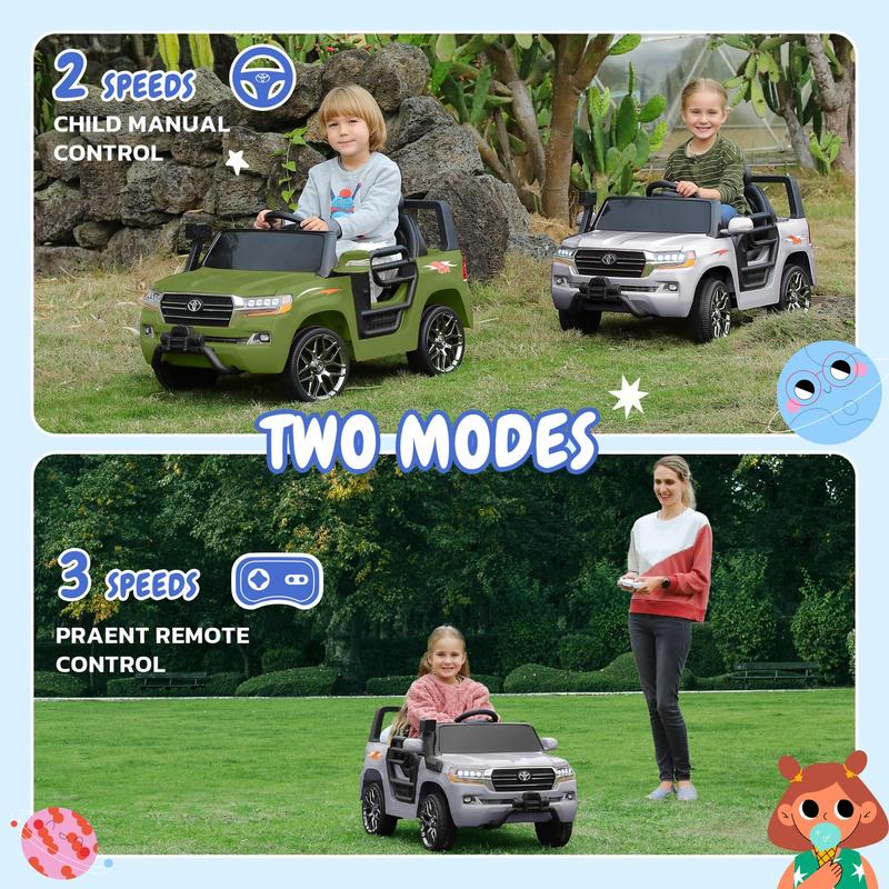 ELEMARA Toyota Ride on Car, Electric Cars for Toddlers with DIY Building Blocks & Storage Area, 3.5mph, Battery Car for Kids, Ride on Truck with Remote Control, 3 Speeds, Bluetooth