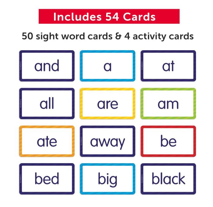 Flash Cards: Sight Words (50 sight word cards-4 activity cards)