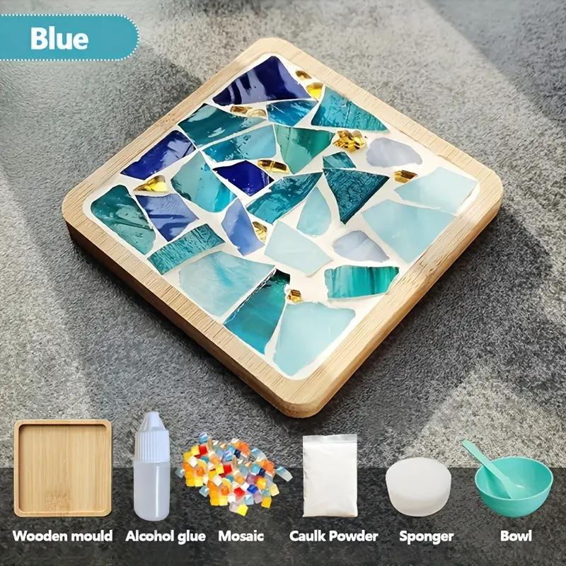 DIY Mosaic Tile Handmade Set, 1 Count Colorful Glass Cup Mat Set with Bamboo Base, Home Decoration Gift, Homemade Handicrafts, Exquisite Crafts